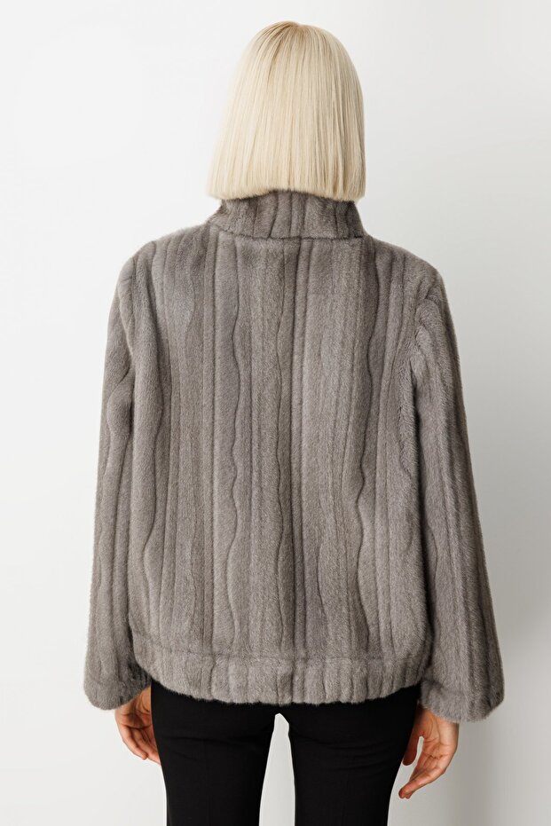 معطف من القطيفة المخططة - 4