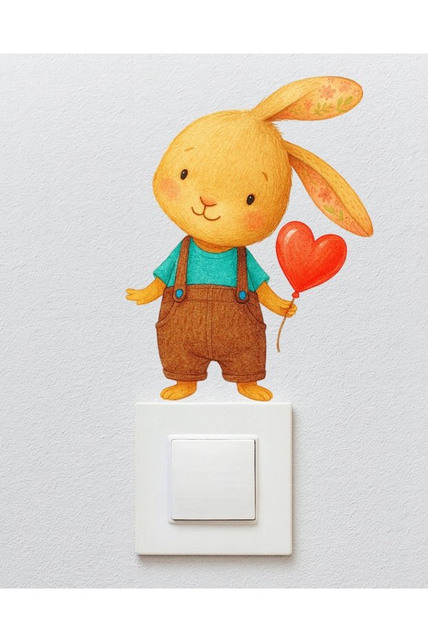 Outlet Cover Sticker - Children's Baby Room Wall Sticker - Rabbit in Brown Dress Outlet Cover Sticker