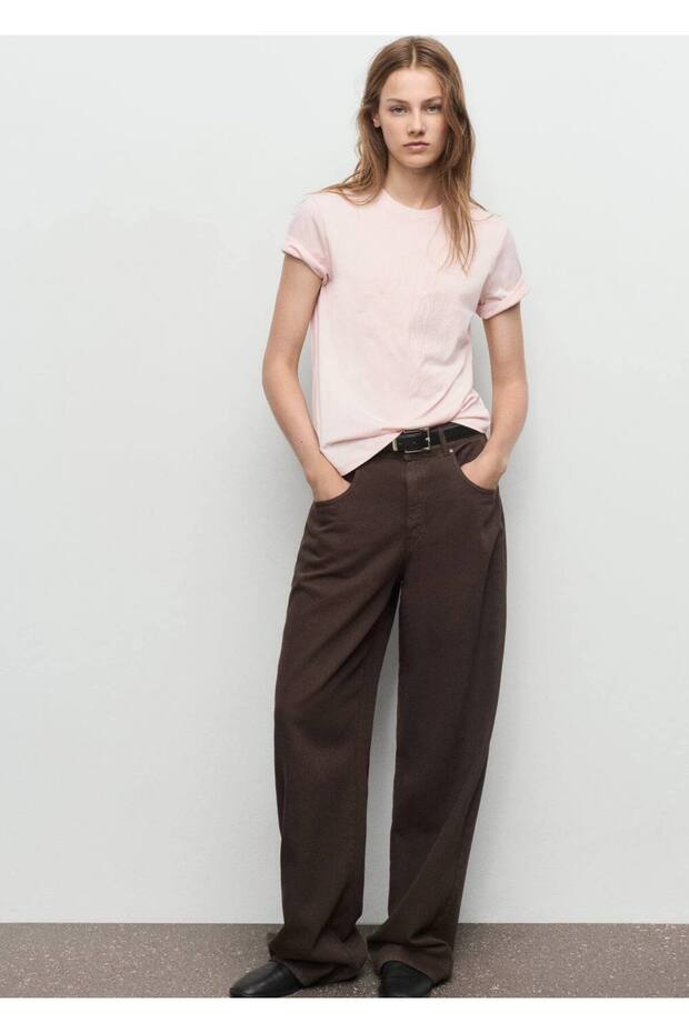 Çiçek işlemeli pamuk tişört - 2