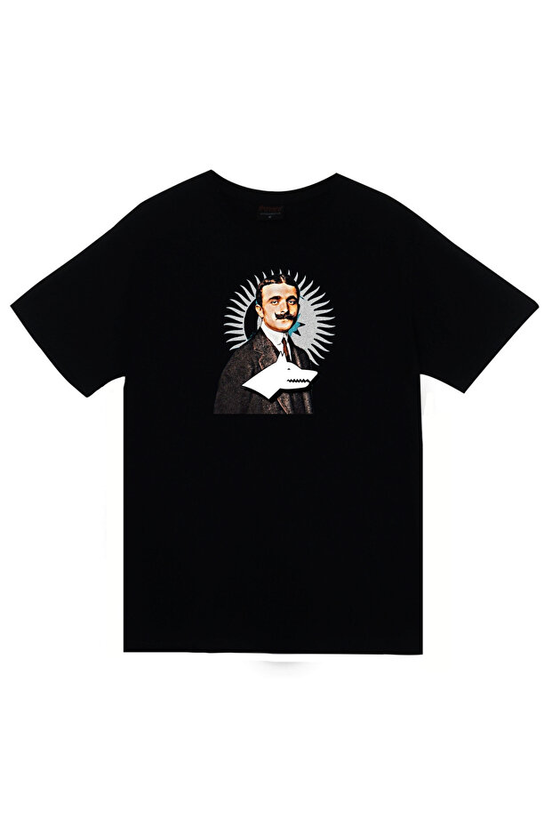 Enver Pasha Printed Unisex 100% Cotton Black T-Shirt
