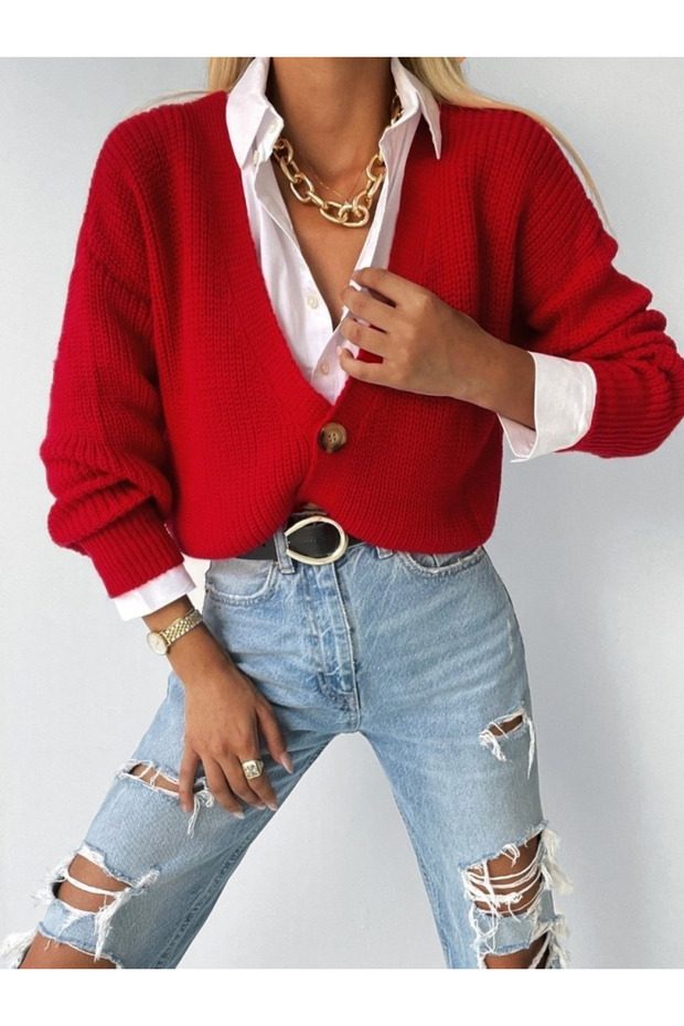 Trend Women's Button Detail Knitwear Cardigan