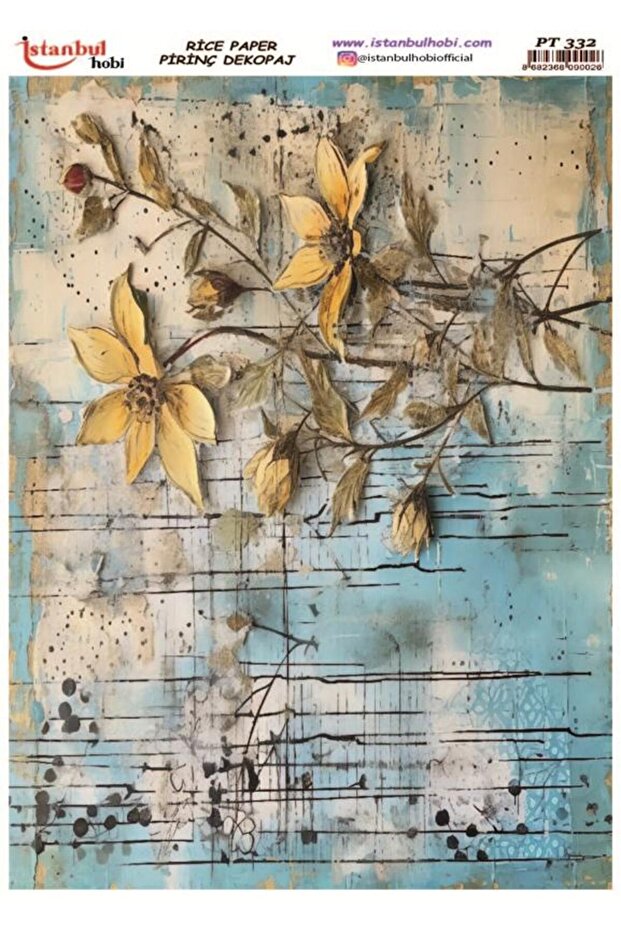 Brass Decopage Paper 30X42Cm Pt-332 Flowers