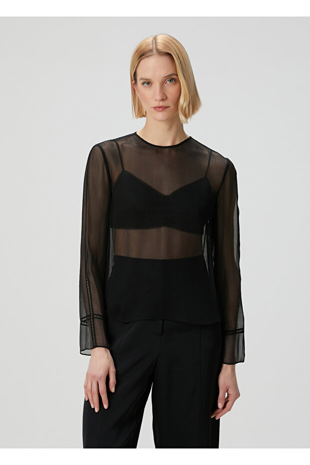 Siyah Şifon Bluz - 3