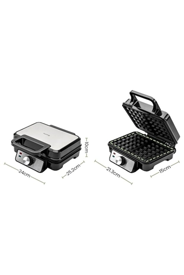 Waffle Maker, 1200W, 2 waffles, temperature control, non-stick surface, Cool Touch handle, bl - 1