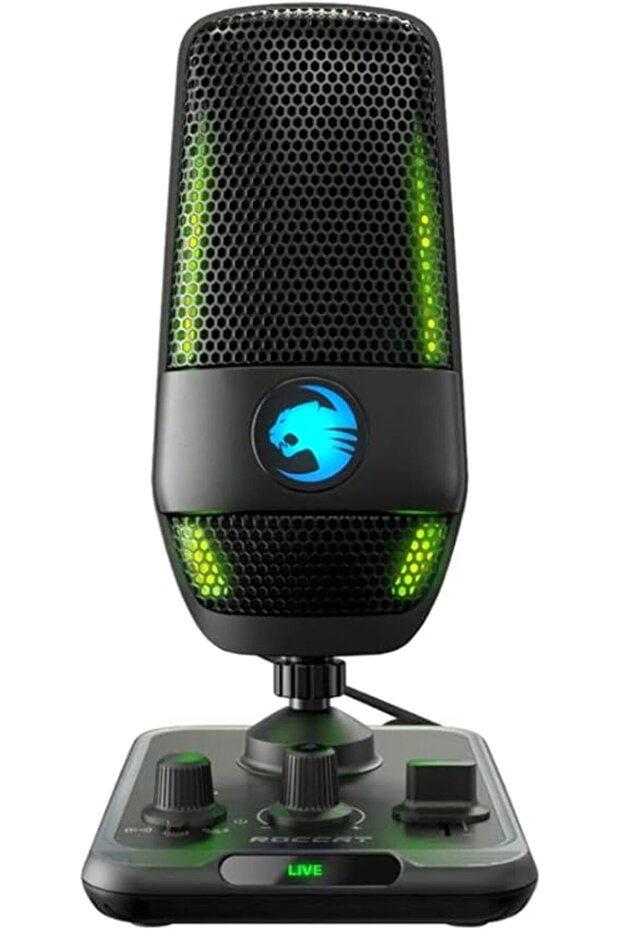 USB Microphone with Studio-Grade Audio, RGB Lighting, Quick Mute, Boom Arm Compatible (Black)