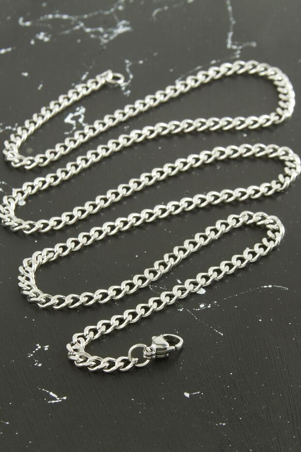 Flat Chain Steel Necklace 55 cm