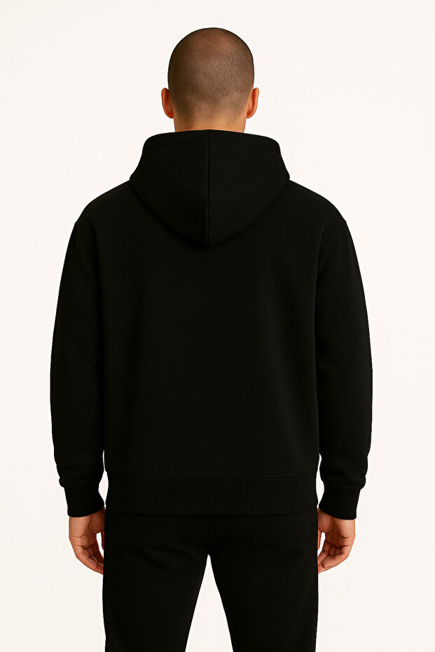 The Wind Logo Black Basic Sweatshirt Hoodie - 4