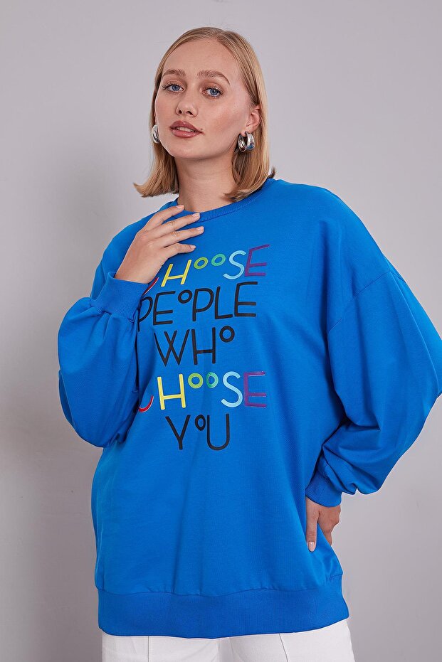 Saks Harf Baskı Detaylı Sweat - 3