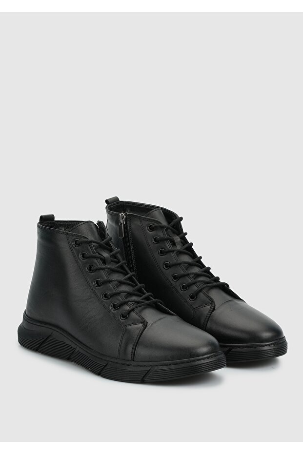 Siyah Deri Erkek Bot - 1