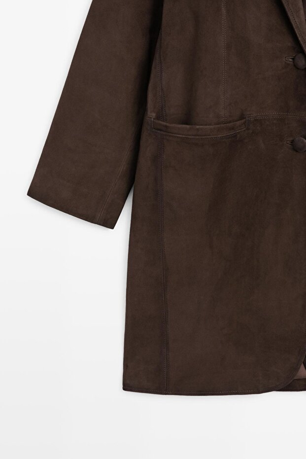 Uzun süet deri kaban - 7