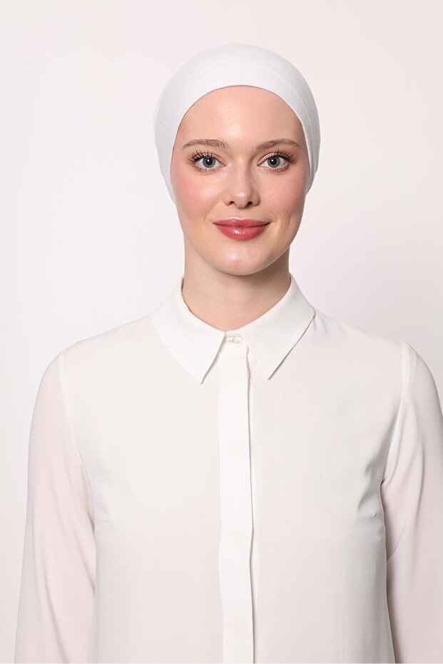 Beyaz Dikişsiz Bone - 2