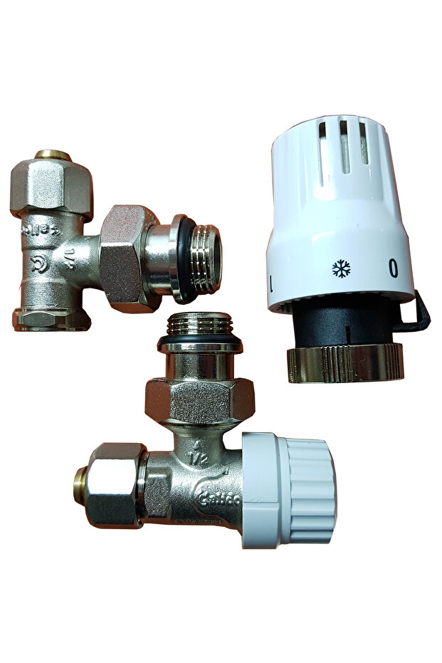 Angled thermostatic set (supply, return, head), PEX connection - 1