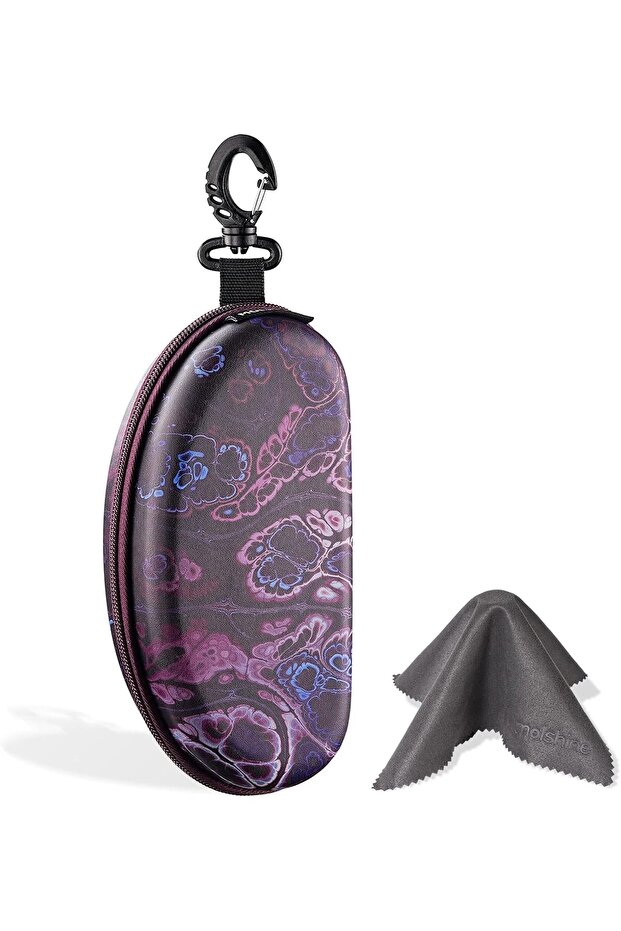 Oversized Sunglasses Case, Large Goggles Box, Zipper Diving Glasses Bag with Hook for Women