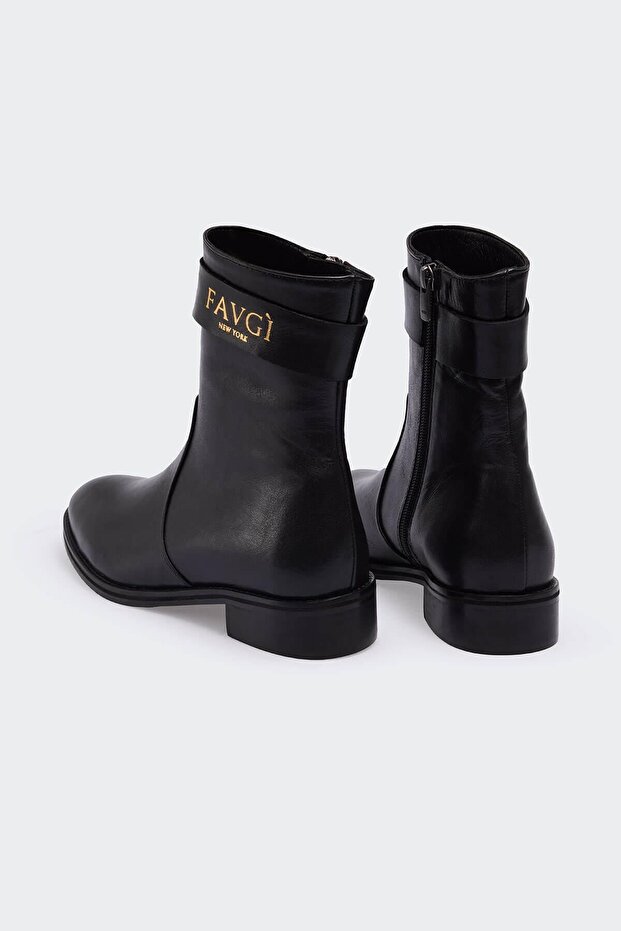 803 Siyah Deri Kadın Bot - 4