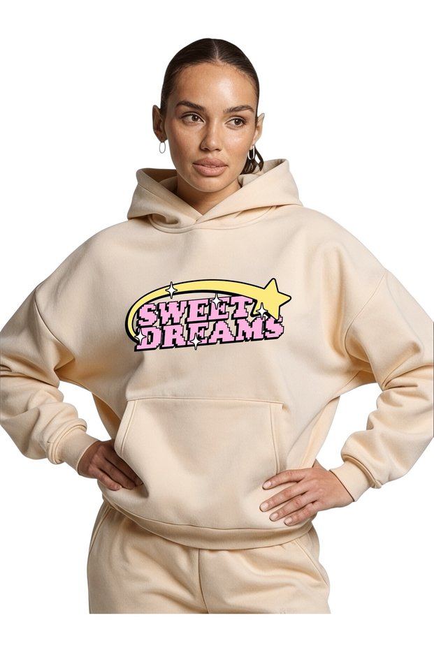 Unisex Sweet Dream Colorful Custom Printed Cotton Oversize Hooded Sweatshirt