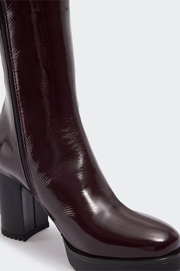 Heih Bordo Kırışık Rugan Kadın Bot - 3