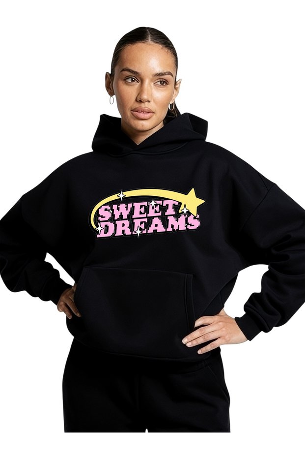 Unisex Sweet Dream Colorful Custom Printed Cotton Oversize Hooded Sweatshirt
