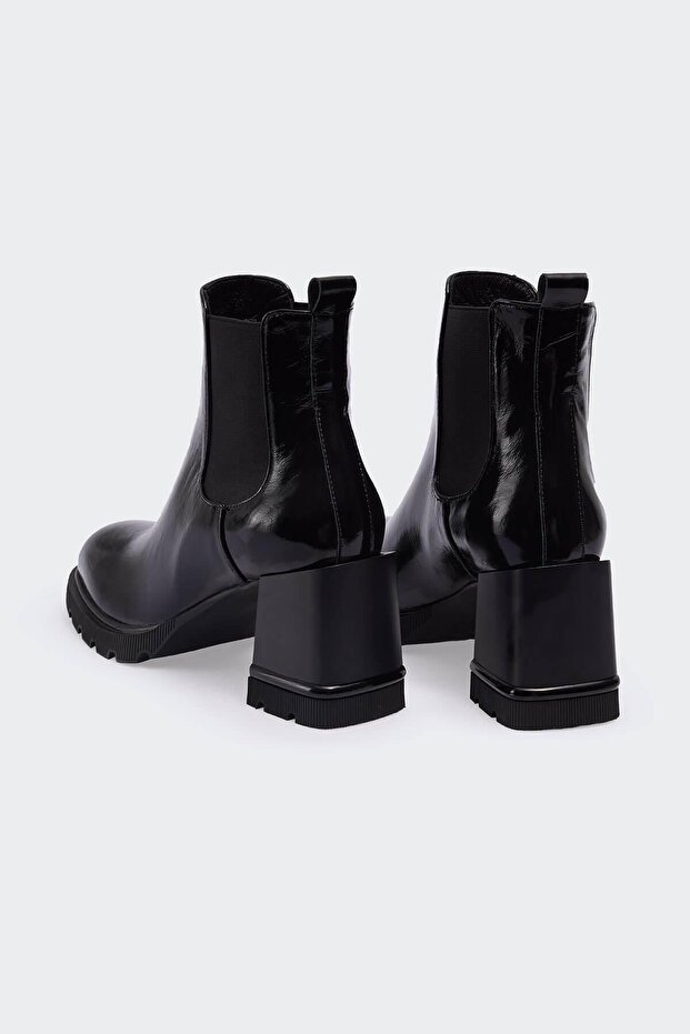 Tajjoe Siyah Kırışık Rugan Kadın Bot - 4