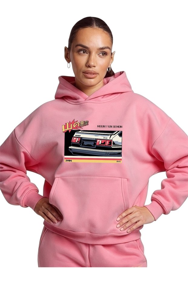 Unisex Retro Car Colorful Custom Printed Cotton Oversize Hooded Sweatshirt
