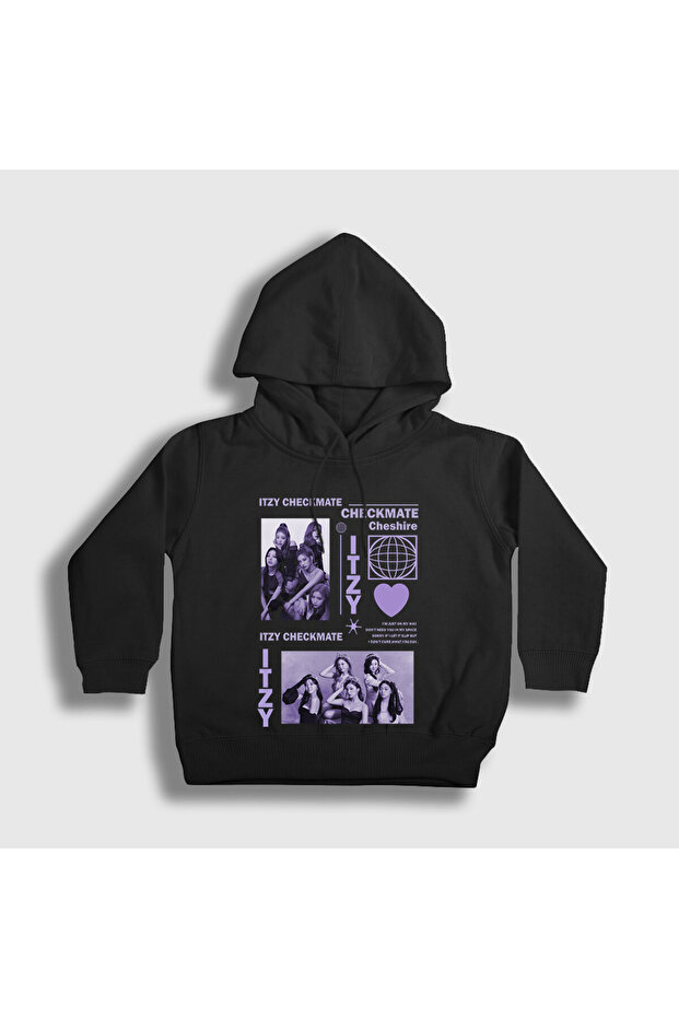 Unisex Children's Black Poster K Pop Itzy Hooded Sweatshirt 579232Tt