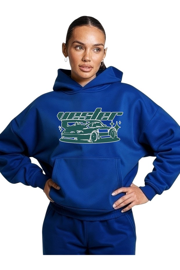 Unisex Vester Car Colorful Custom Printed Cotton Oversize Hooded Sweatshirt