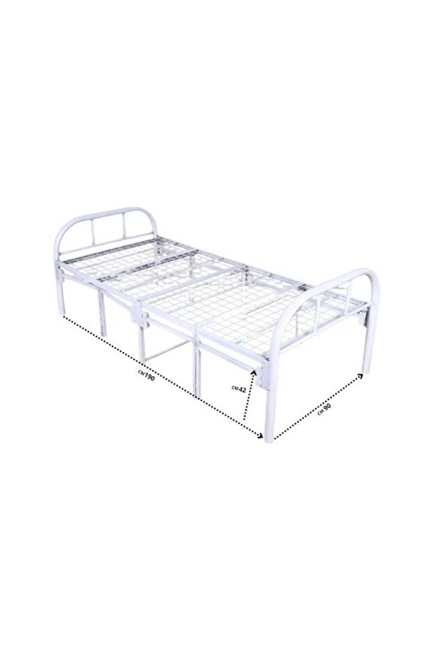 Iron folding bed frame size 90 × 190 × 60 cm - White
