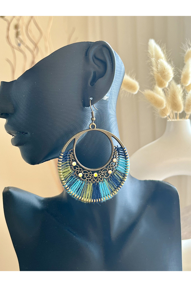 Bohemian Style Chunky Colorful String Earrings - 1