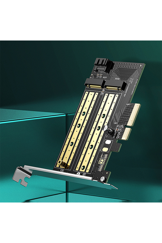 PCIe 3.0 x4 adapter expansion card with two additional M.2 M-Key and M.2 B-Key SSD slots - 2