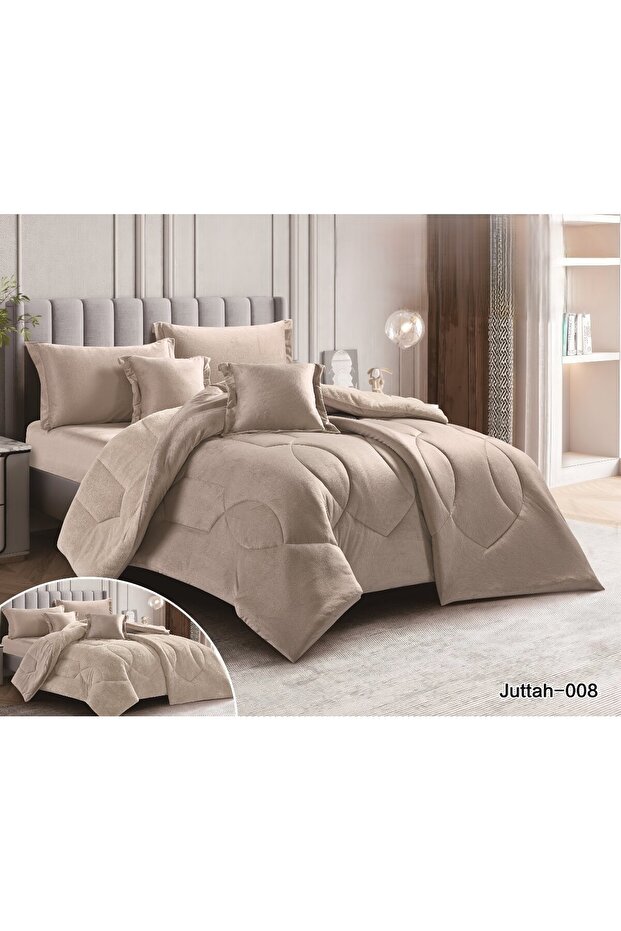 Luxurious winter velvet double bed sheet set with an elegant design and a material that gives you warmth and comfort, 4 pieces, size 170*210 cm - 1