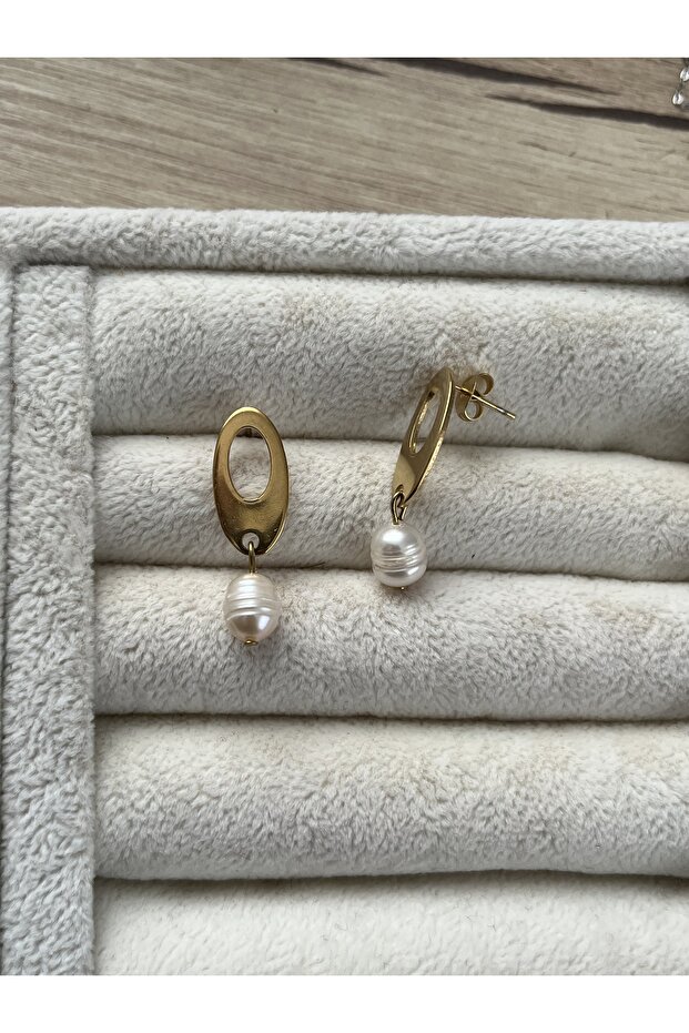 Real Pearl Handcrafted Steel Earrings / Antiallergic
