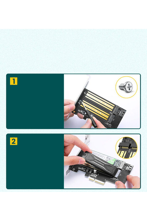 PCIe 3.0 x4 adapter expansion card with two additional M.2 M-Key and M.2 B-Key SSD slots - 9