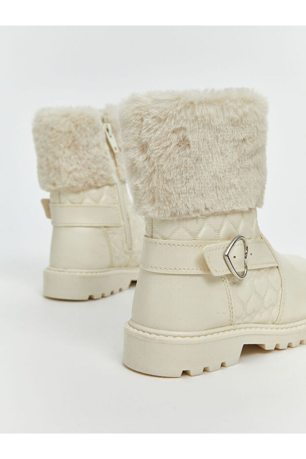 LCW STEPS Ekru Kürklü Kız Bebek Bot - 5