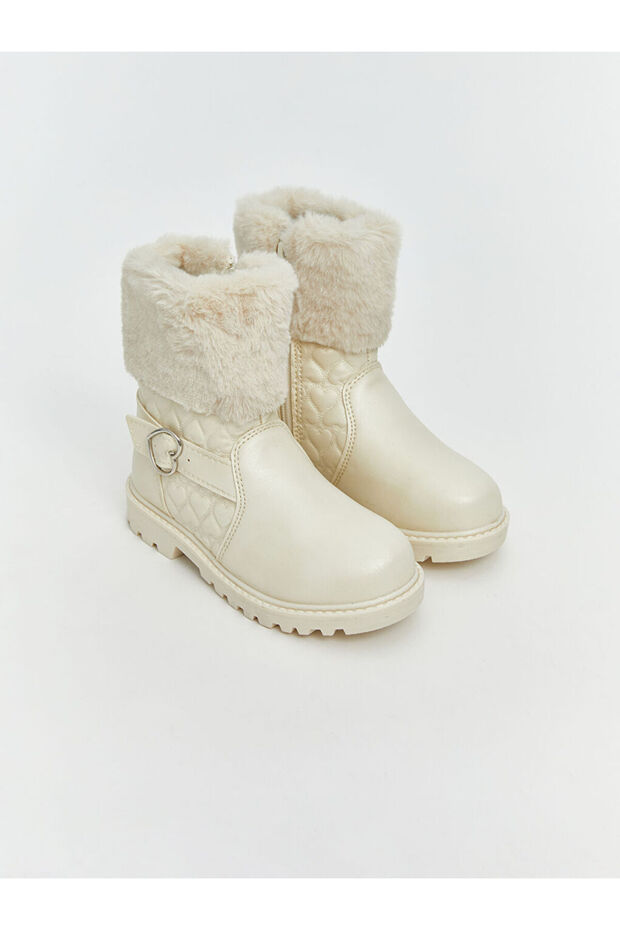 LCW STEPS Ekru Kürklü Kız Bebek Bot - 1
