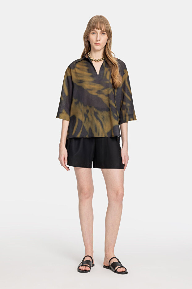 KAHVE SİYAH DESEN BLUZ - 5