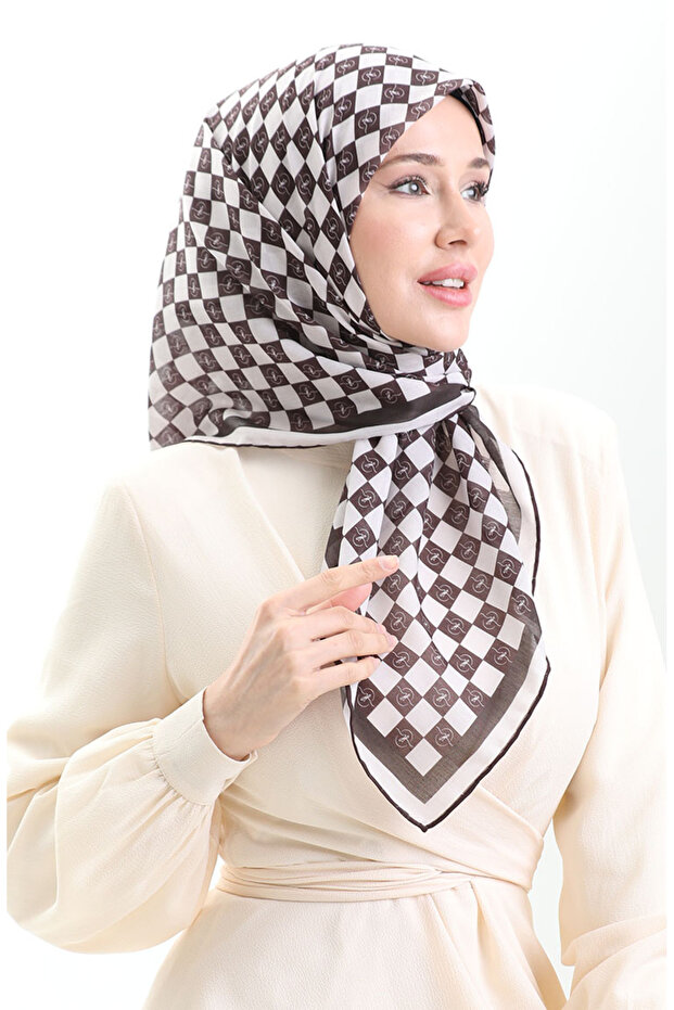 وشاح ناعم منقوش 70294-04 أسود - 2