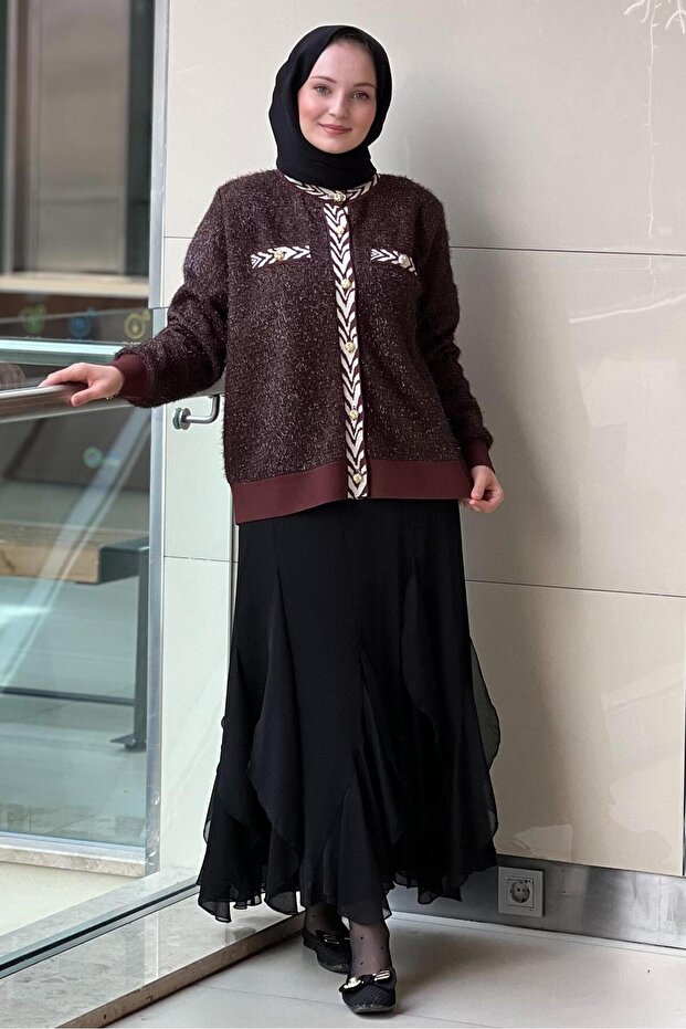 Ribanalı Sim İpli Triko Hırka - 4