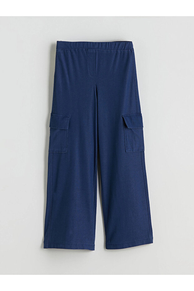 Lcw Kids Blue Elastic Waist Cargo Sweatpants for Girls