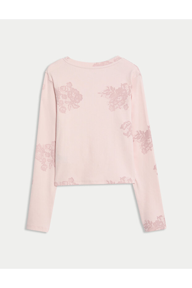 Pamuk Karışımlı Sloganlı Fitilli Üst - 2