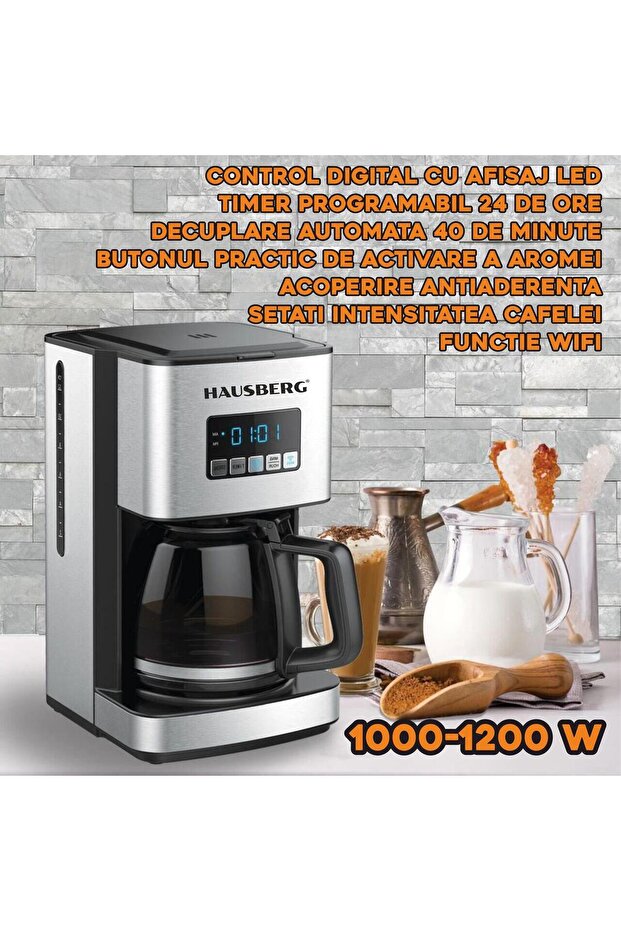 Digital coffee maker with programming function HB3755, 1200 W, 1.8 l, Wifi, LED, protection system - 7
