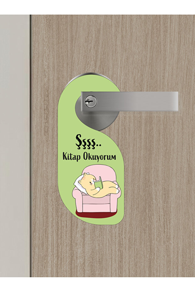 Şşş Kitap Okuyorum Kapı Askısı Kapı Uyarı Levhası - 1