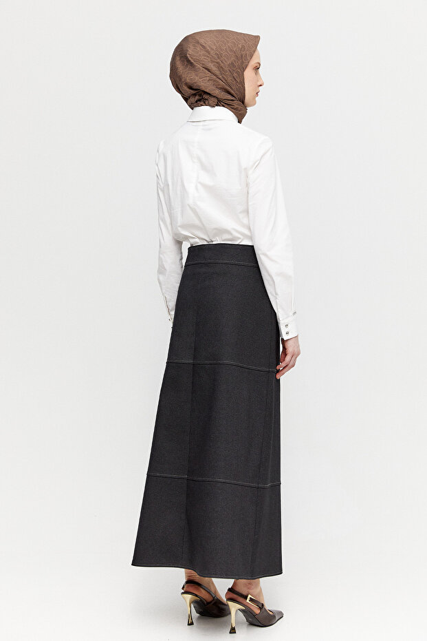 Süs Fermuarlı Etek - 5