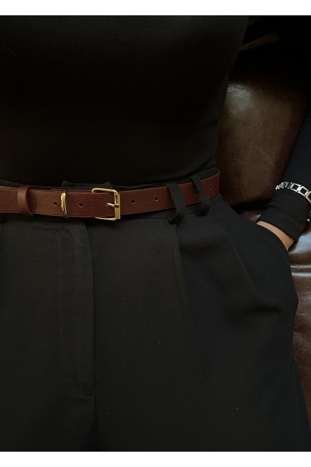 Classic Gold Buckle Model Women's Belt Waist Belt Coat Belt Dress Belt Trouser Belt