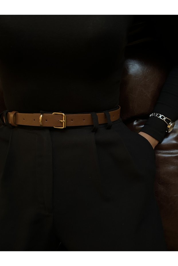 Classic Gold Buckle Model Women's Belt Waist Belt Coat Belt Dress Belt Trouser Belt