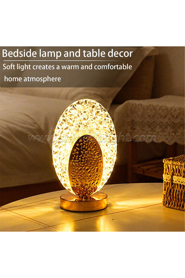 مصباح طاولة LED كريستالي بيضاوي الشكل - 5