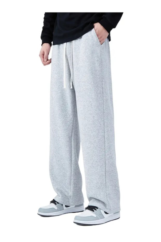 Seasonal Casual Wide Leg High Waist Navy Blue Sweatpants-Asel0111