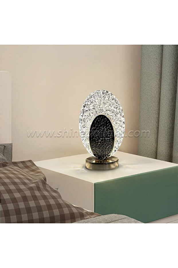 مصباح طاولة LED كريستالي بيضاوي الشكل - 6