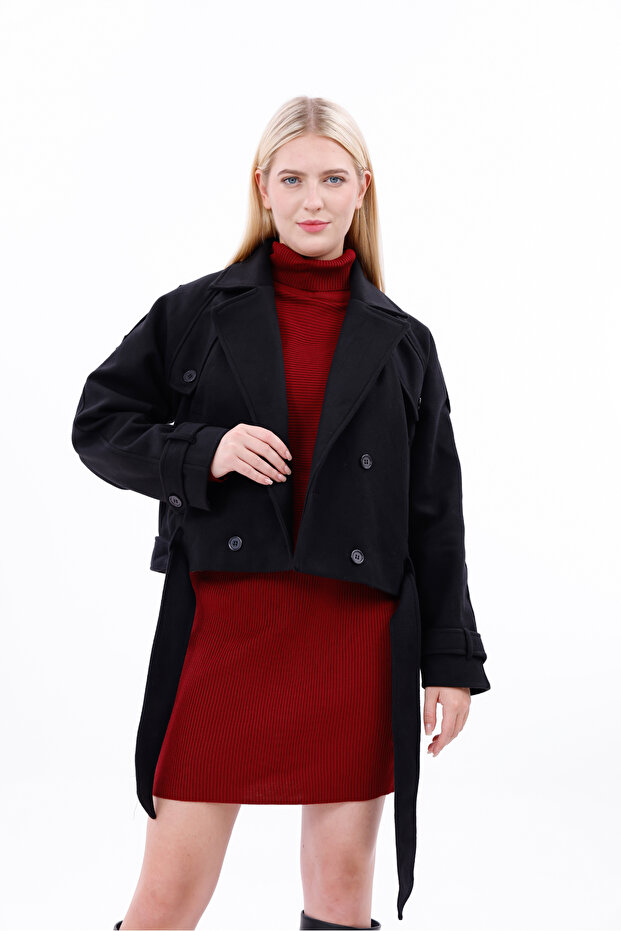 سترة كاشي كبيرة الحجم بحزام - 6