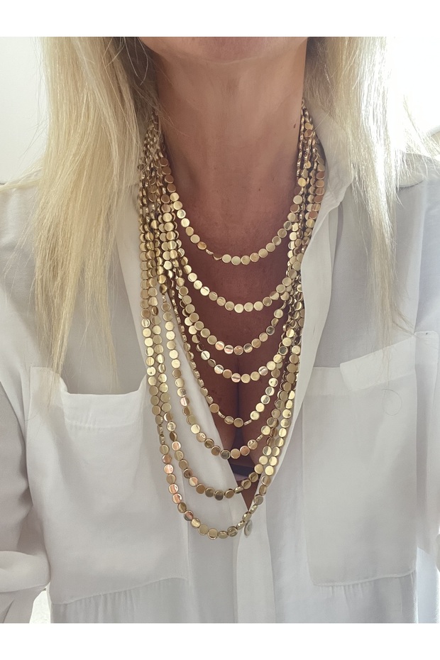 MARKA ÇOKLU DİSK KOLYE (GOLD) - 3