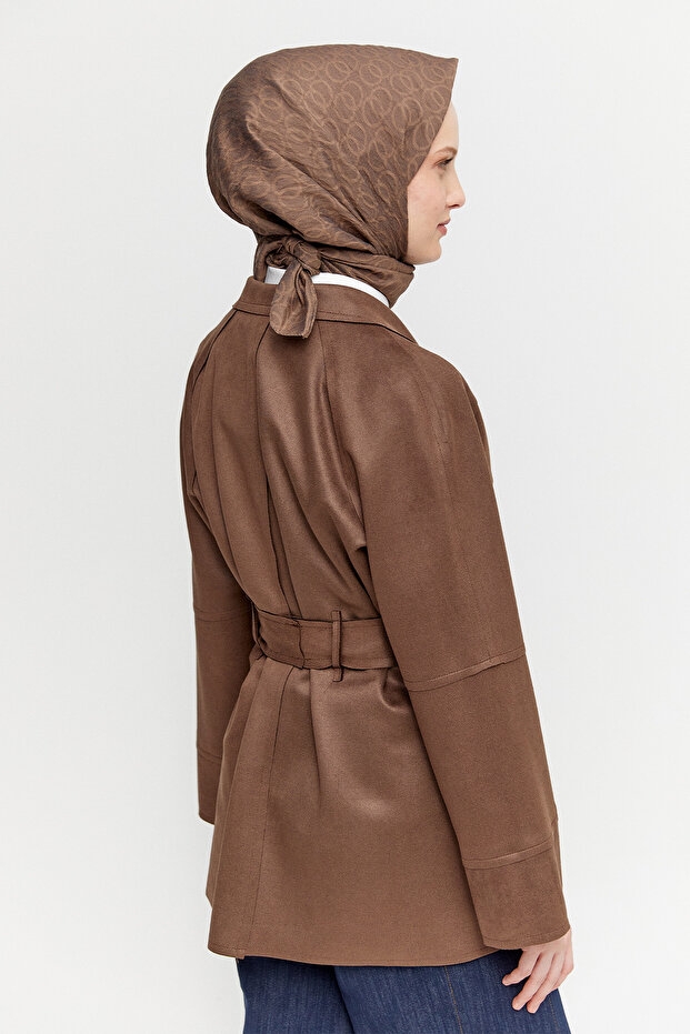 Süet Görünümlü Kruvaze Ceket - 7