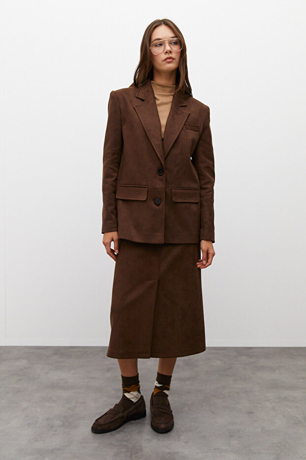 Oversize Süet Ceket - 6